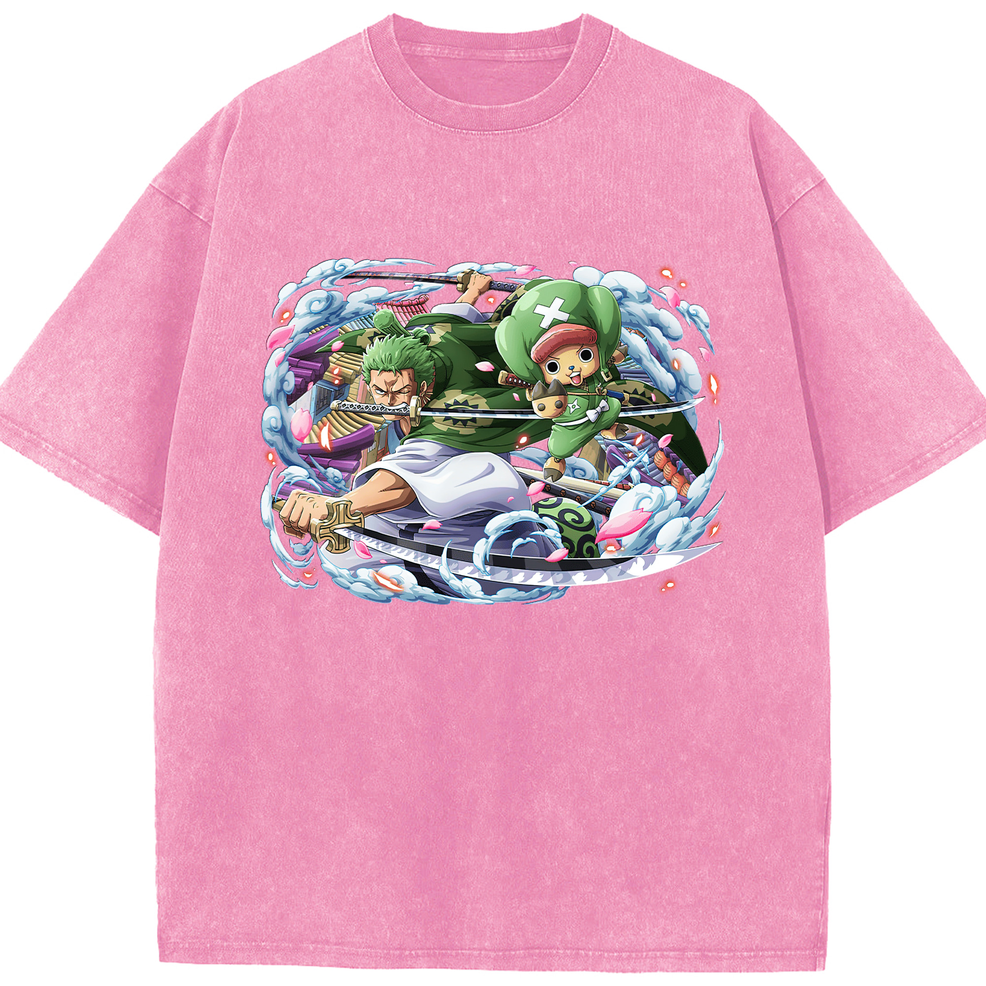 ワンピース ロロノア・ゾロ ONE PIECE Roronoa Zoro 綿100% ヴィンテージ風 半袖Tシャツ（フロントプリント）